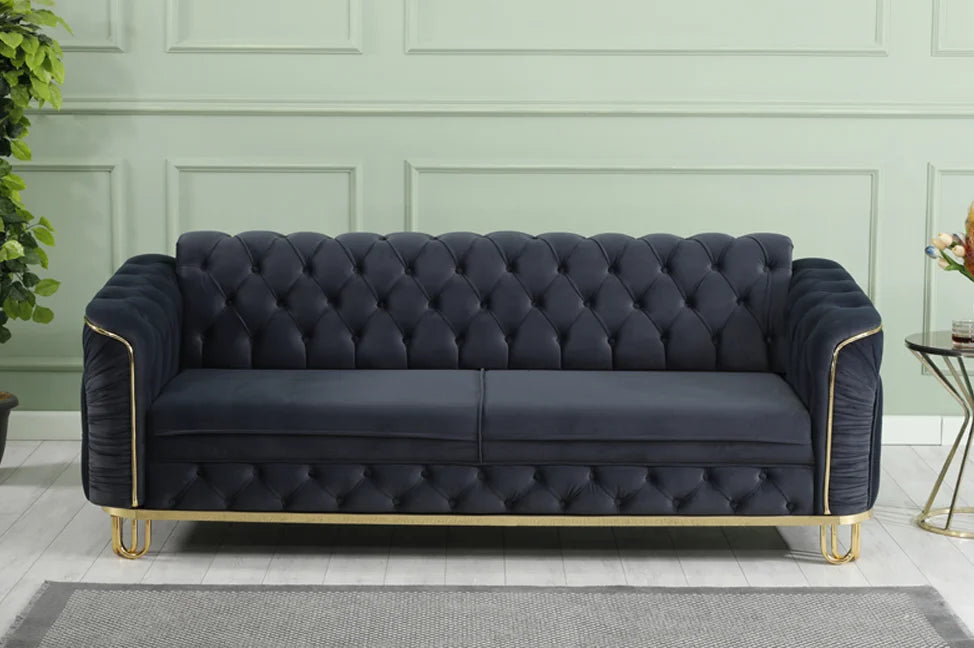 ALMERA Black Velvet with Gold Detailing