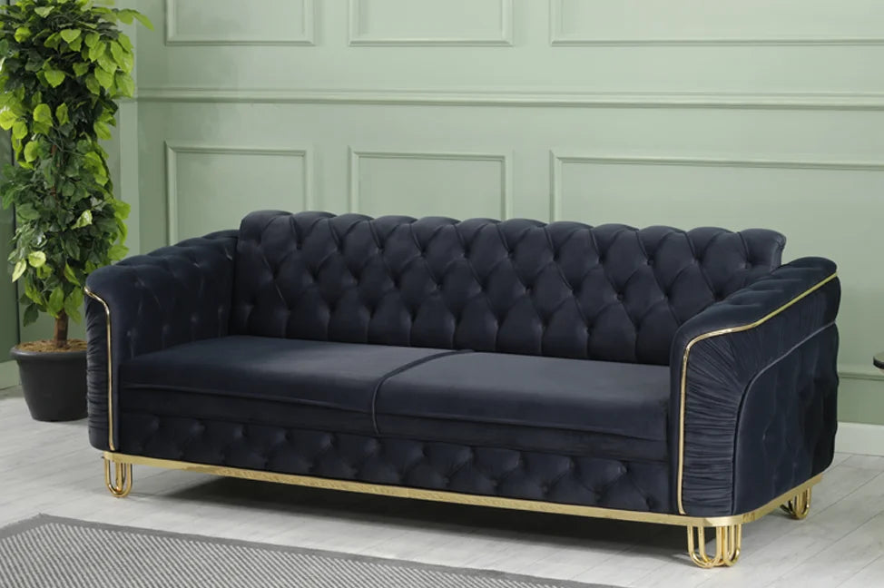 ALMERA Black Velvet with Gold Detailing