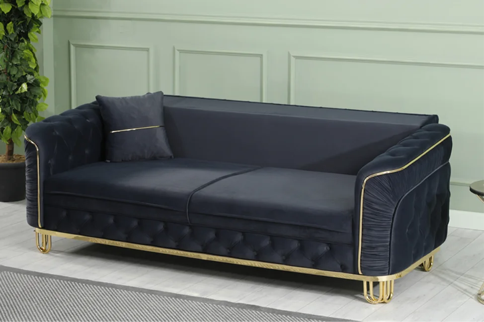 ALMERA Black Velvet with Gold Detailing