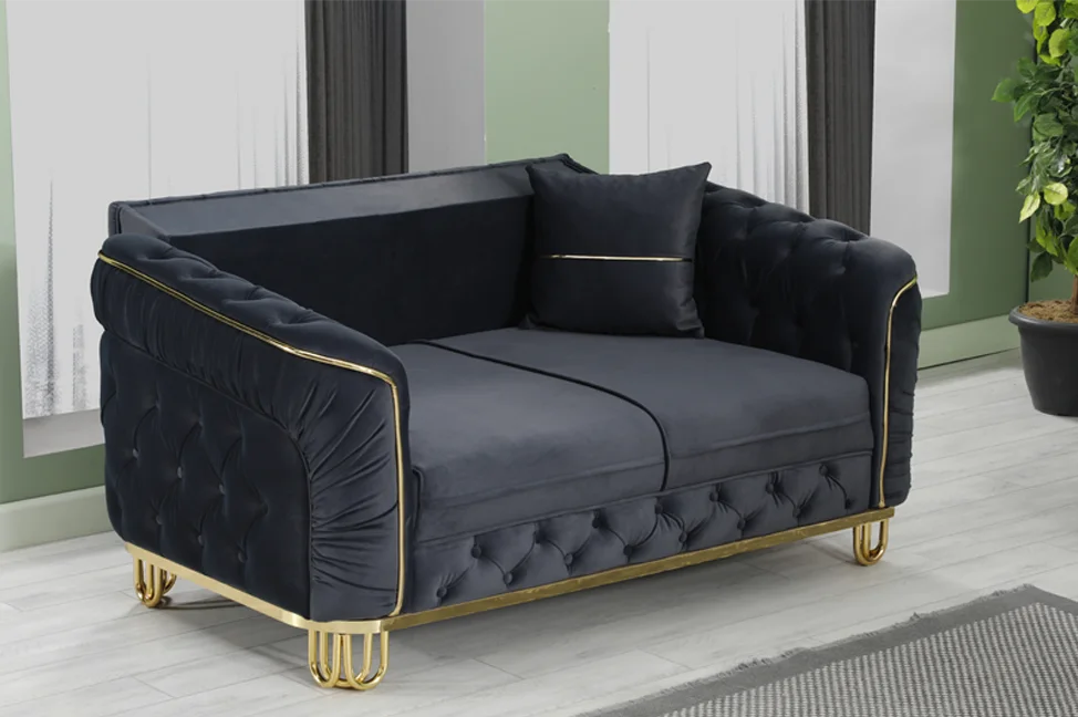 ALMERA Black Velvet with Gold Detailing