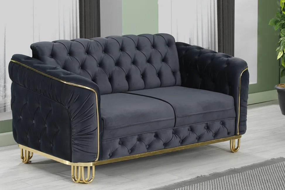 ALMERA Black Velvet with Gold Detailing