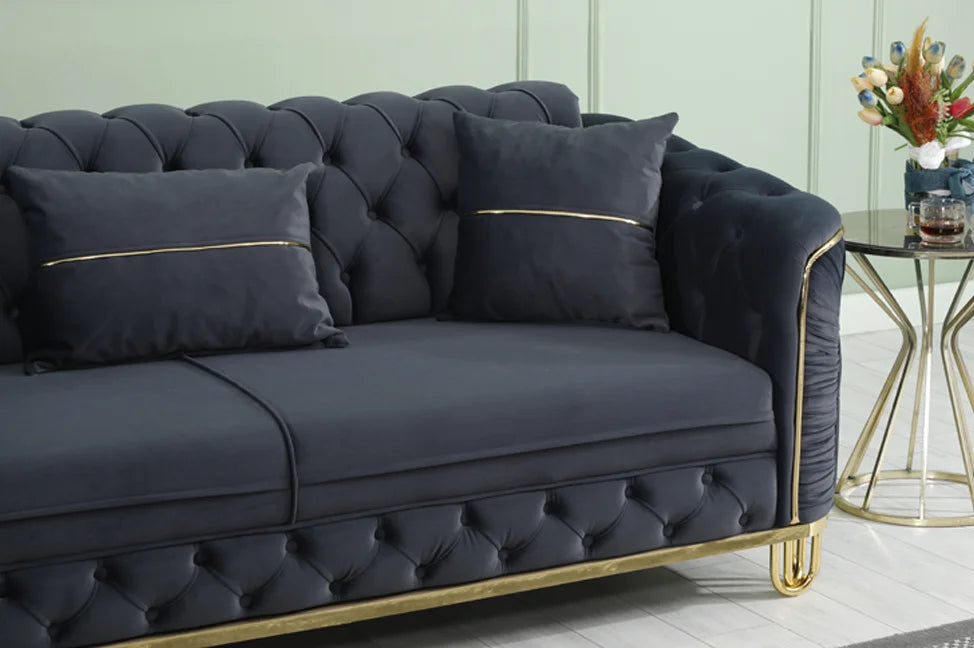 ALMERA Black Velvet with Gold Detailing