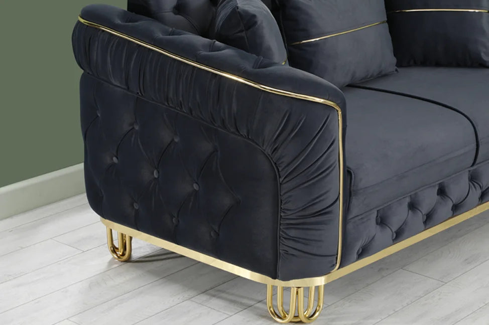 ALMERA Black Velvet with Gold Detailing