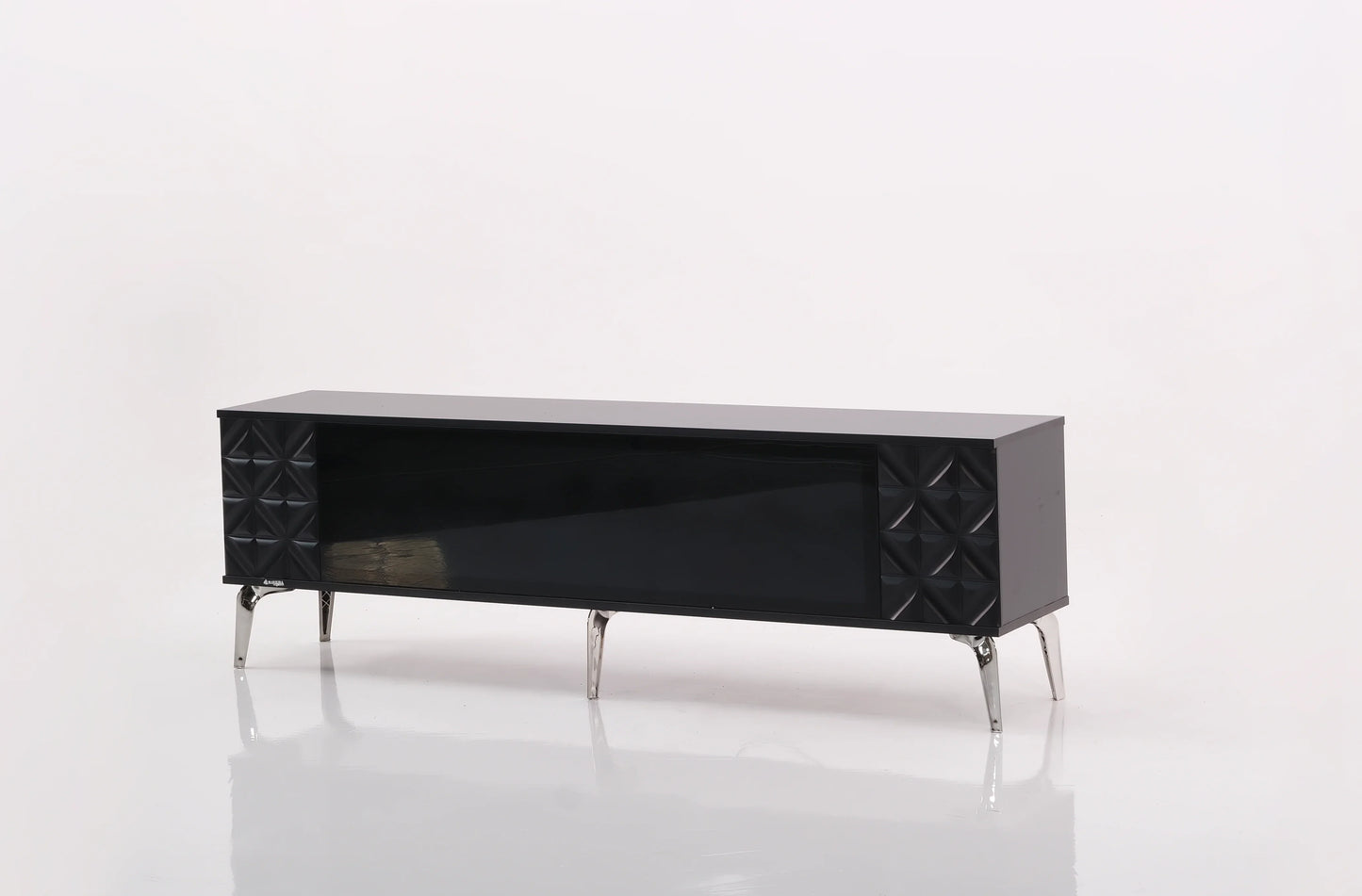 Madrid Electric Fireplace TV Stand (Black & Silver)