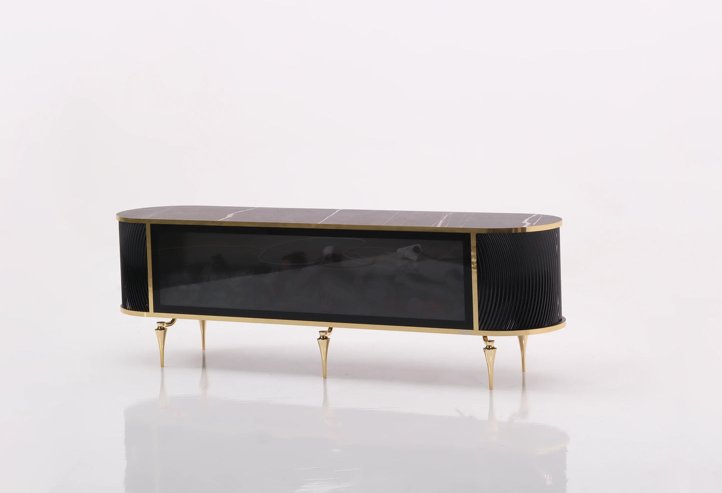 Tuna Electric Fireplace TV Stand (Black & Gold)