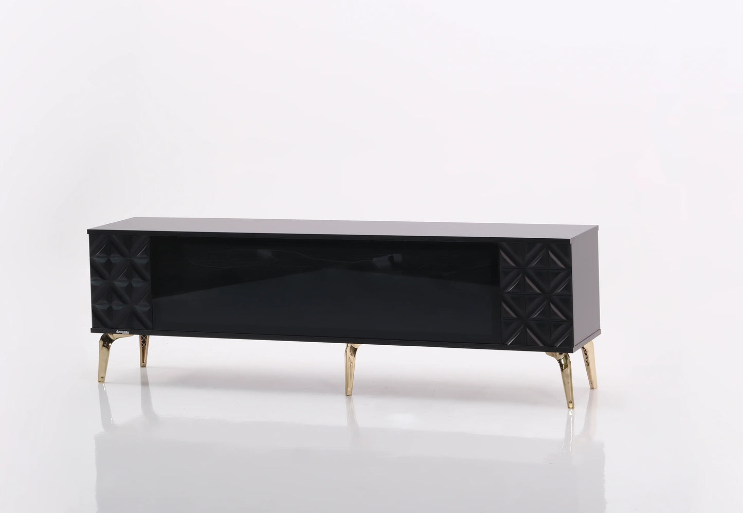 Madrid Electric Fireplace TV Stand (Black & Gold)