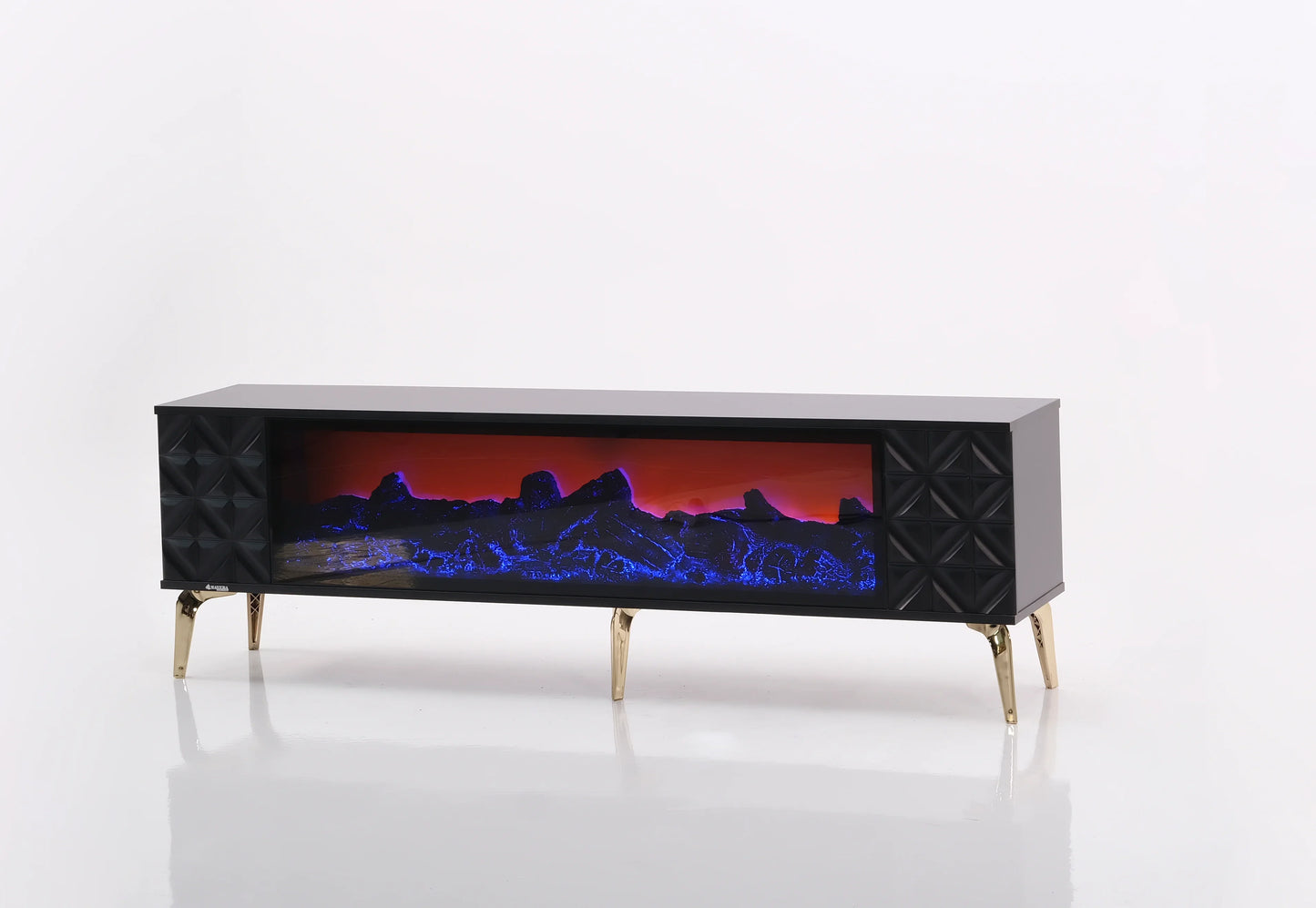 Madrid Electric Fireplace TV Stand (Black & Gold)