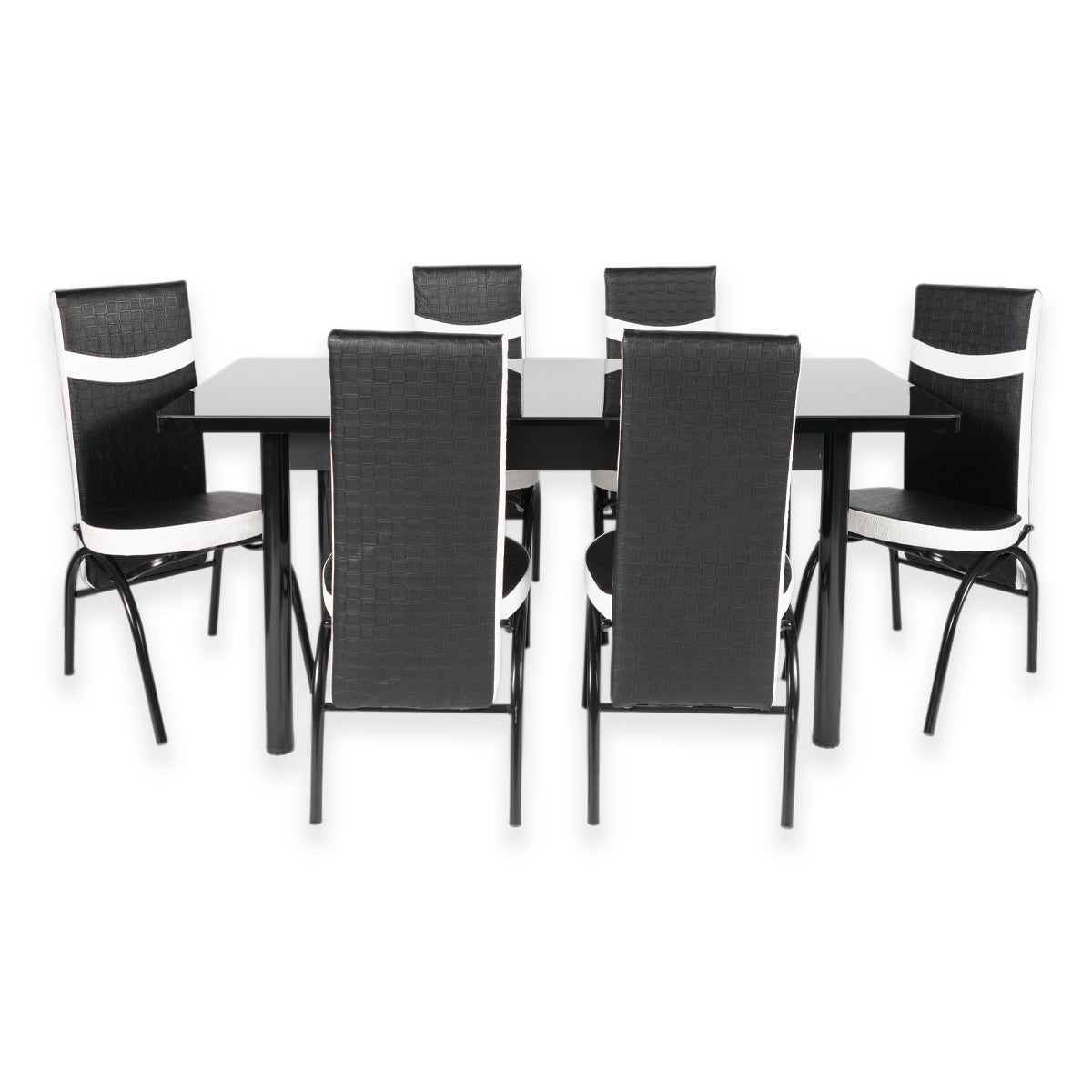 Black Extendable Dining Table with Six Chairs