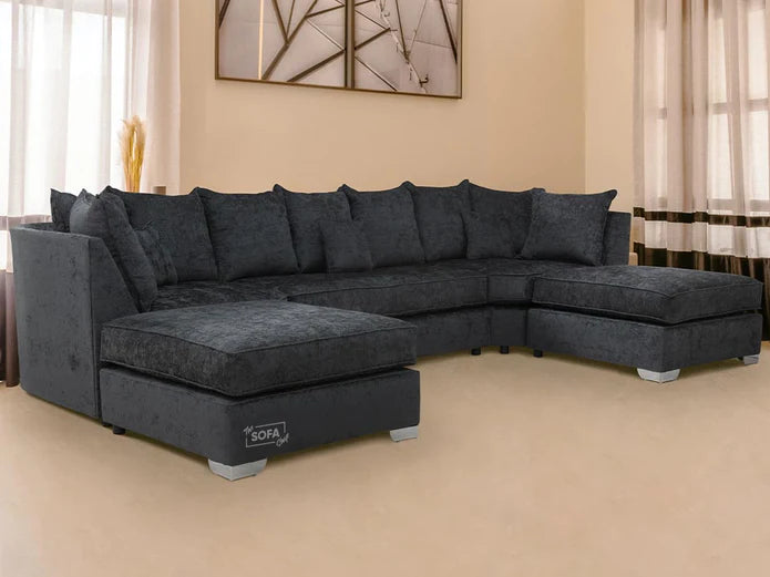 7 Seater Crushed Velvet Corner Sofa