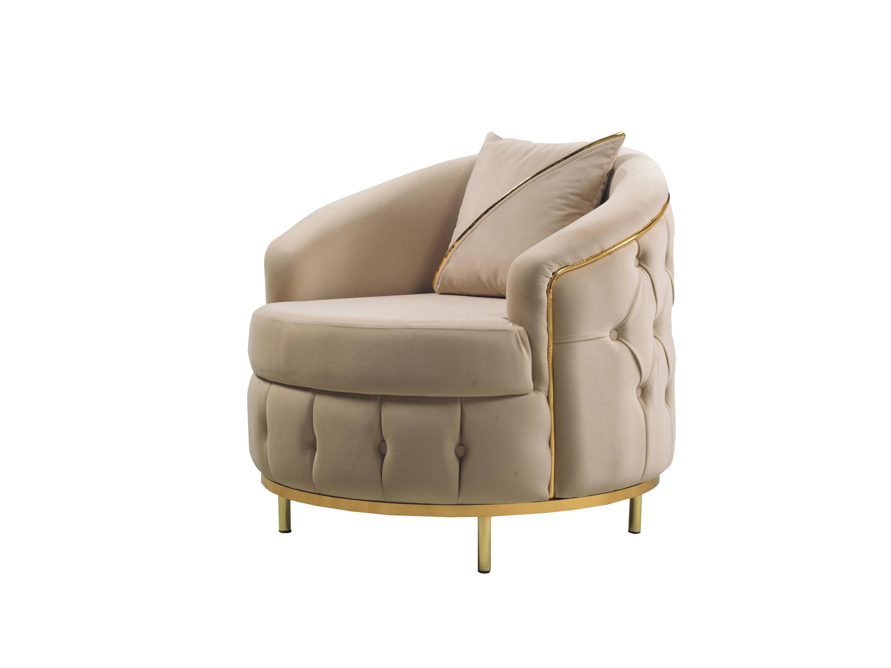 ALMERA Beige Velvet with Gold Detailing
