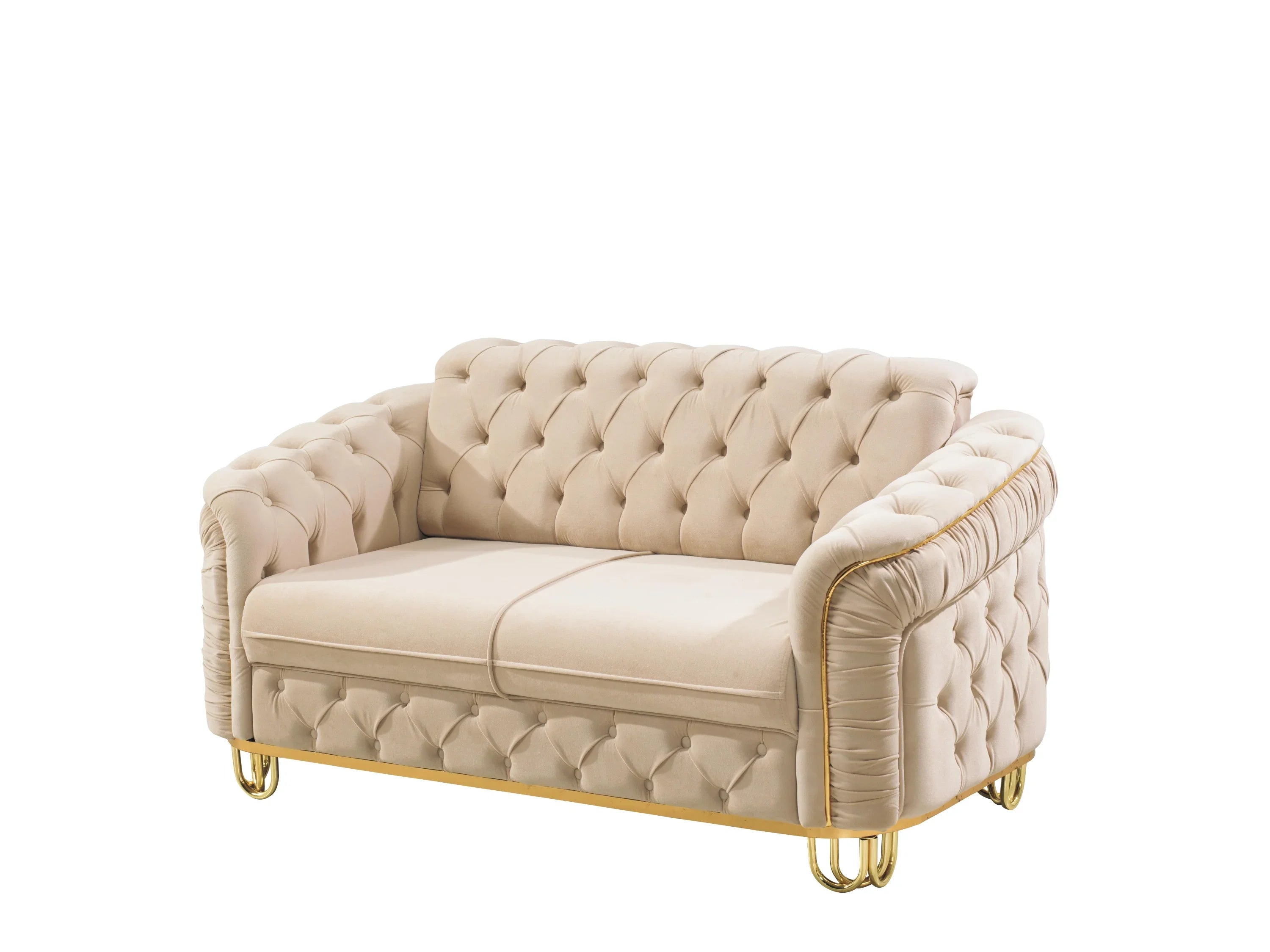ALMERA Beige Velvet with Gold Detailing