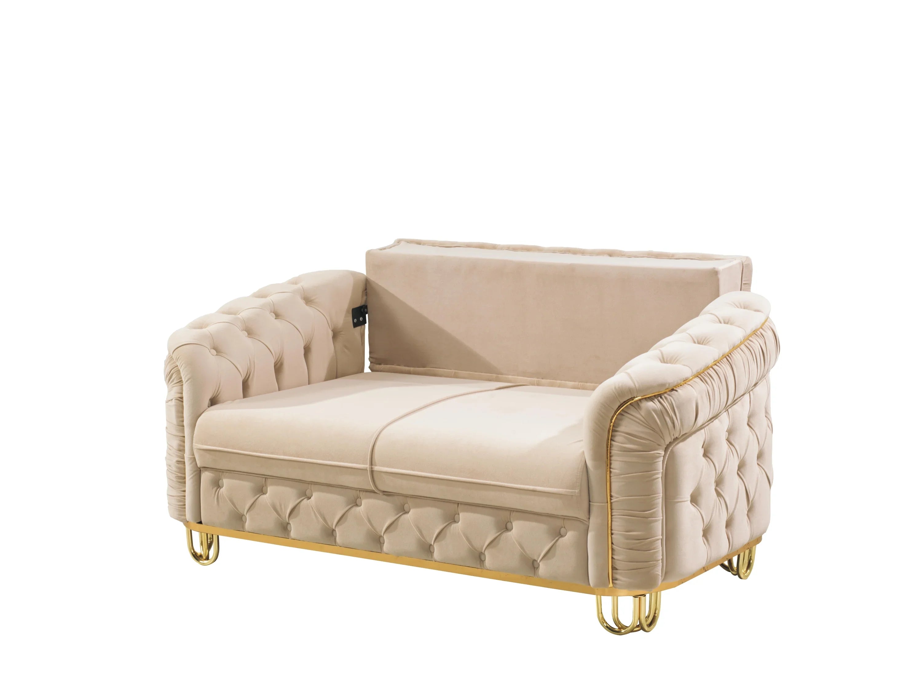 ALMERA Beige Velvet with Gold Detailing