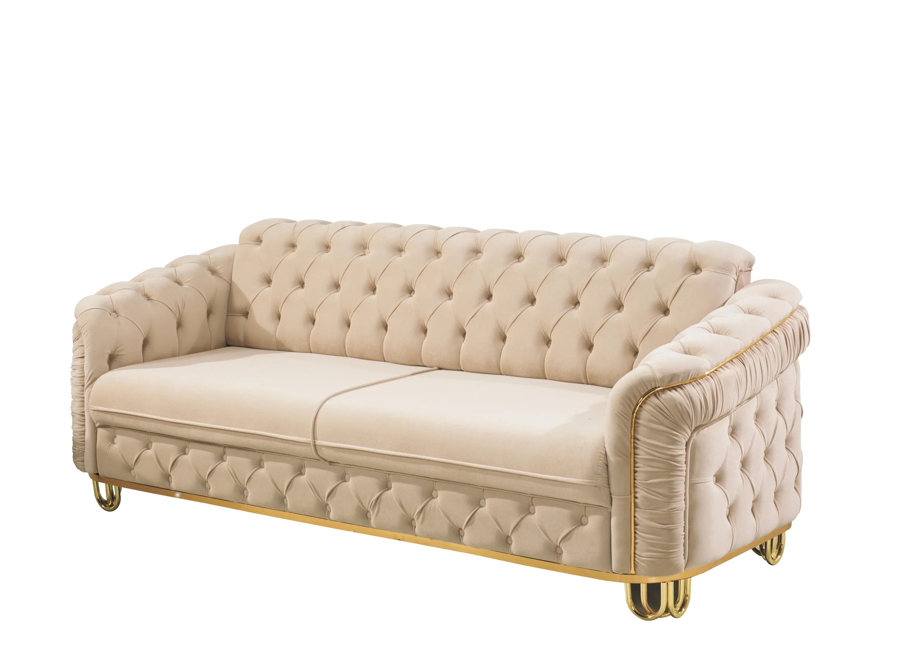 ALMERA Beige Velvet with Gold Detailing