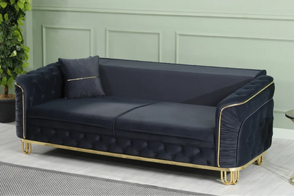 ALMERA Black Velvet with Gold Detailing