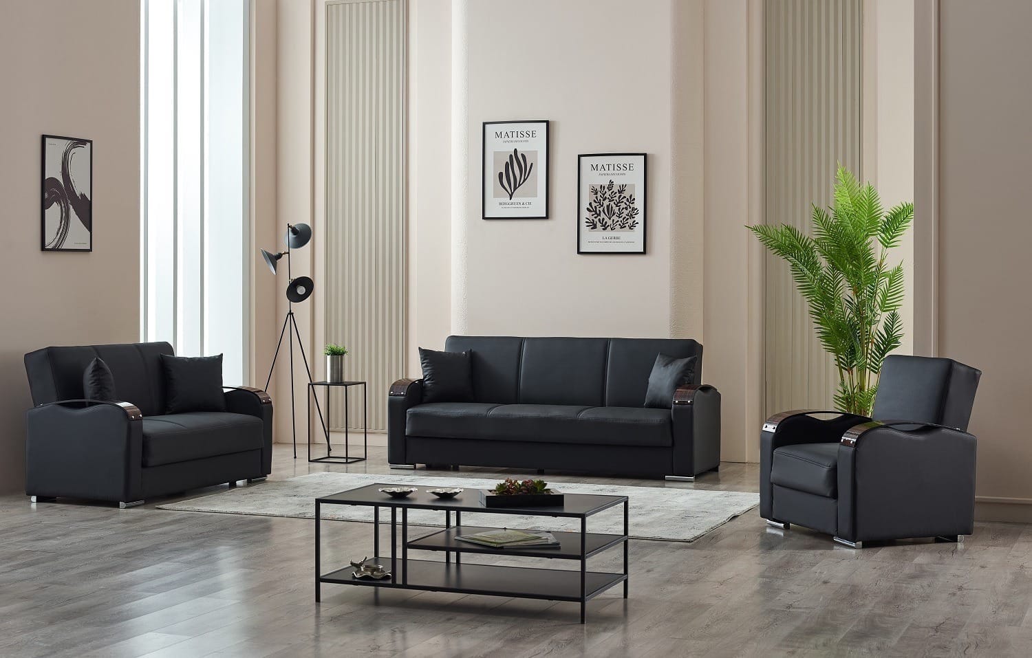 ESILA 3/2/1 LEATHER SOFA BED