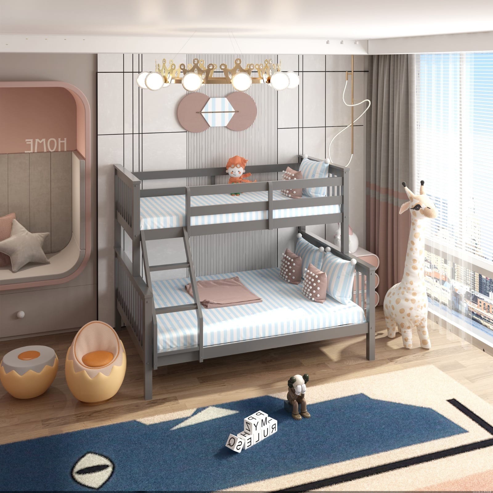 TRIO WOODEN BUNK BED