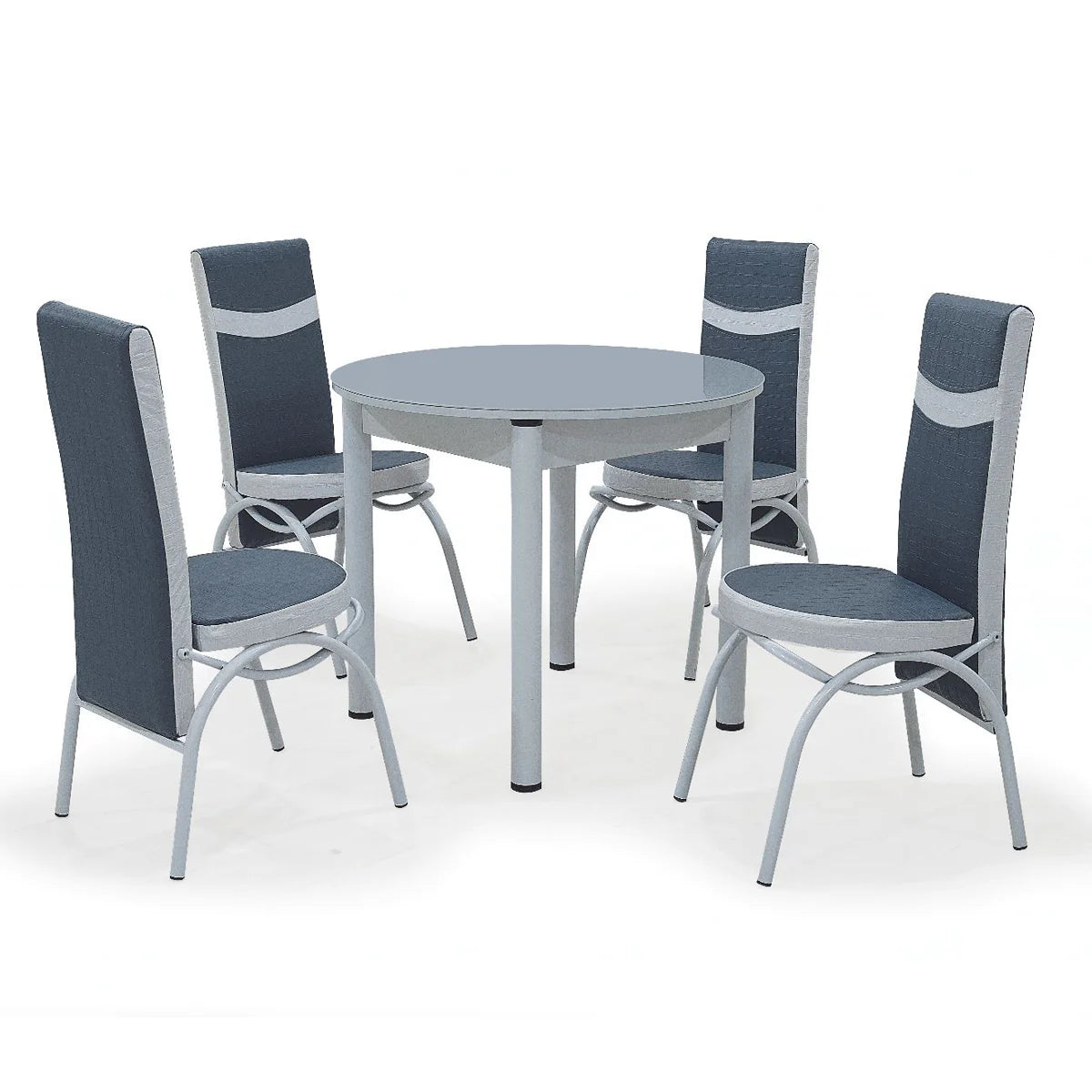 Grey Round Dining Table with Four Chairs