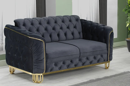 ALMERA Black Velvet with Gold Detailing