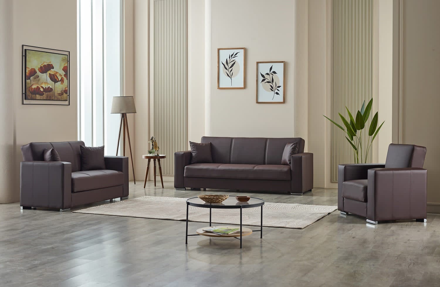FUTURO 3/2/1 LEATHER SOFA BED
