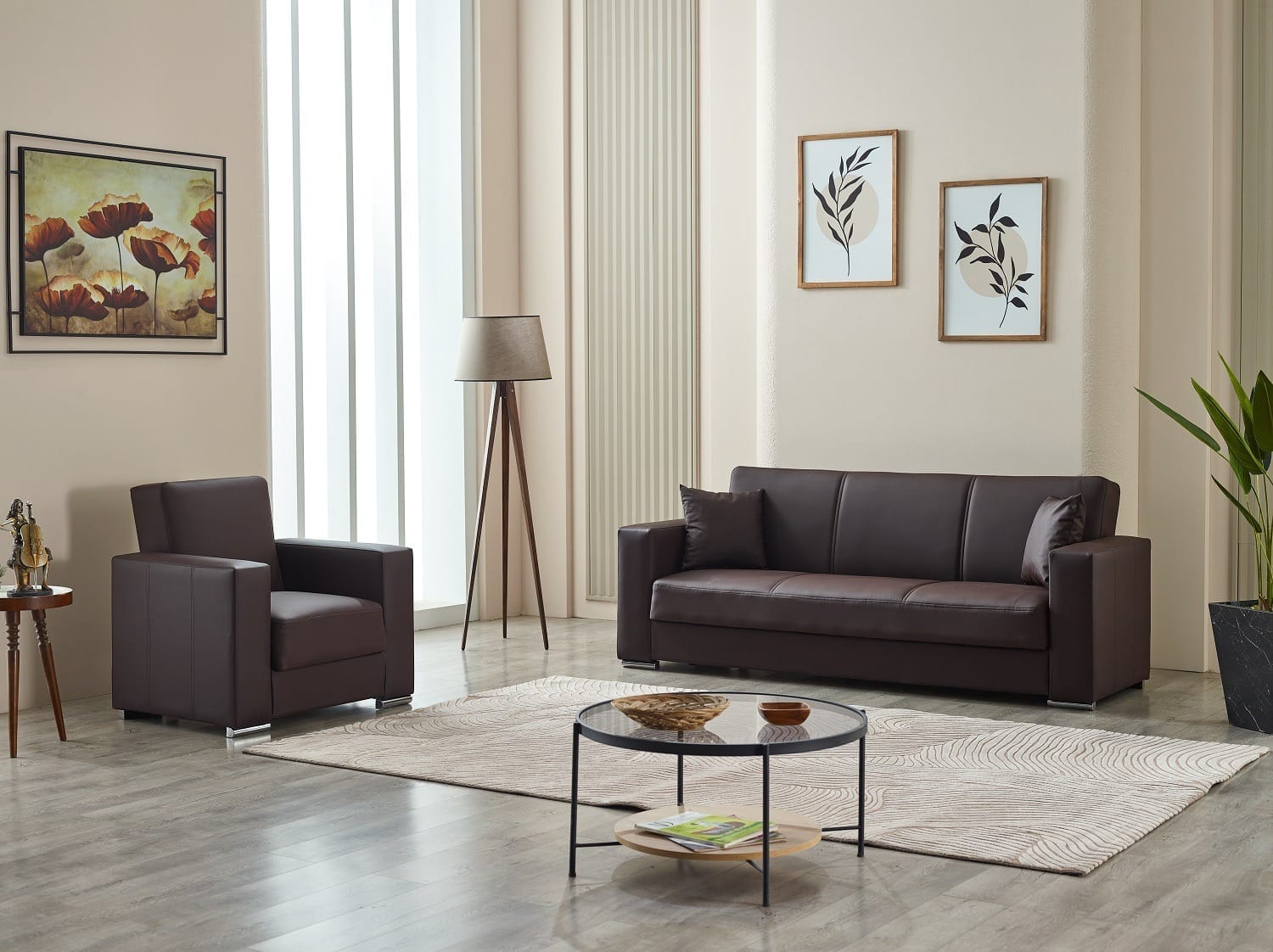 FUTURO 3/2/1 LEATHER SOFA BED