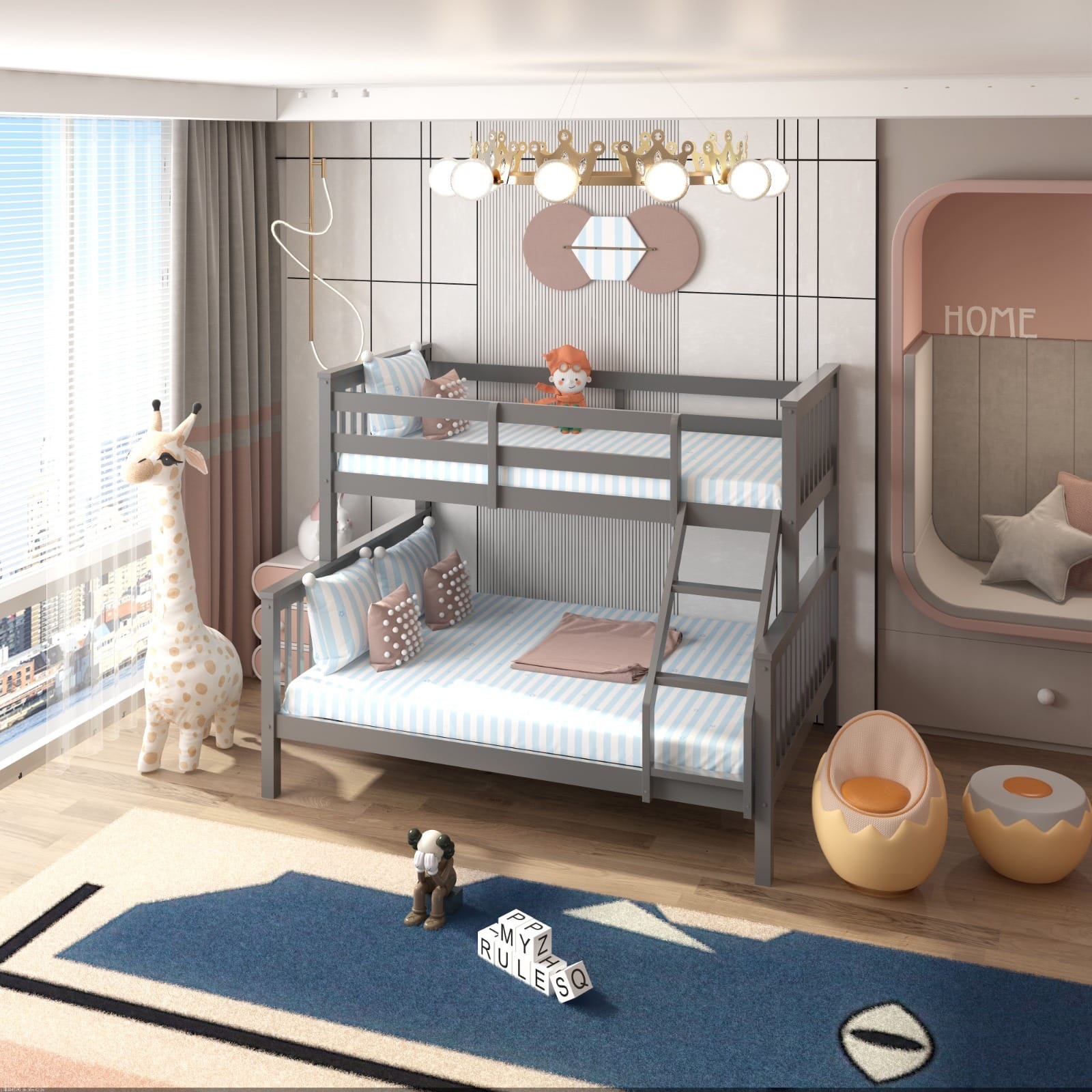 TRIO WOODEN BUNK BED