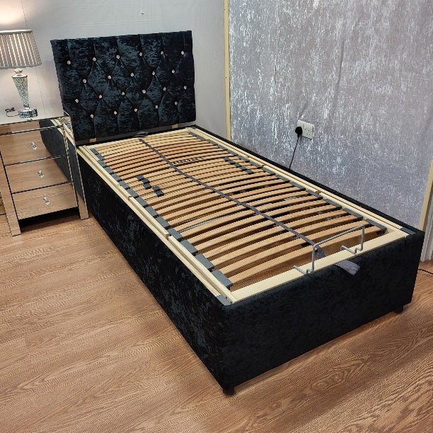 Crushed Velvet Chesterfield Electric Adjustable Bed