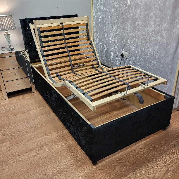 Crushed Velvet Chesterfield Electric Adjustable Bed