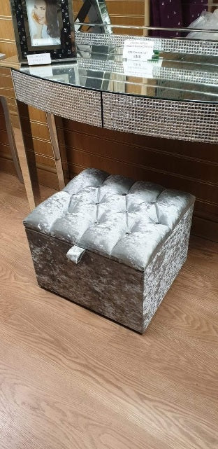 Crushed Velvet Small Ottoman - Chesterfield Dresser Stool Storage Box
