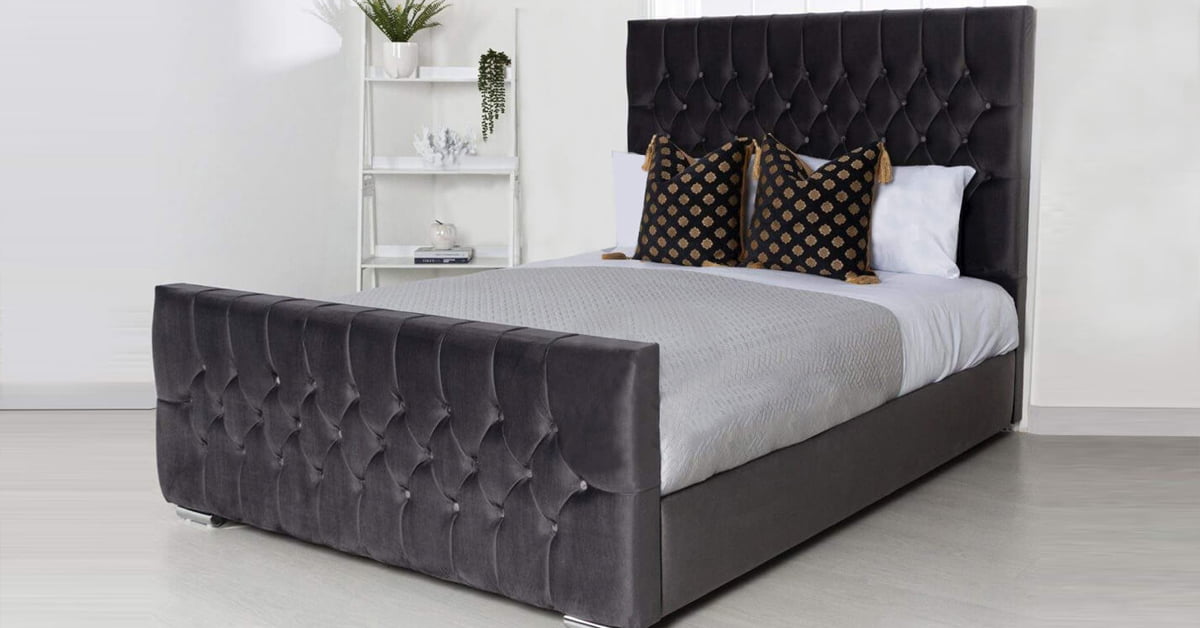 Grey Rose Chesterfield Bed Frame