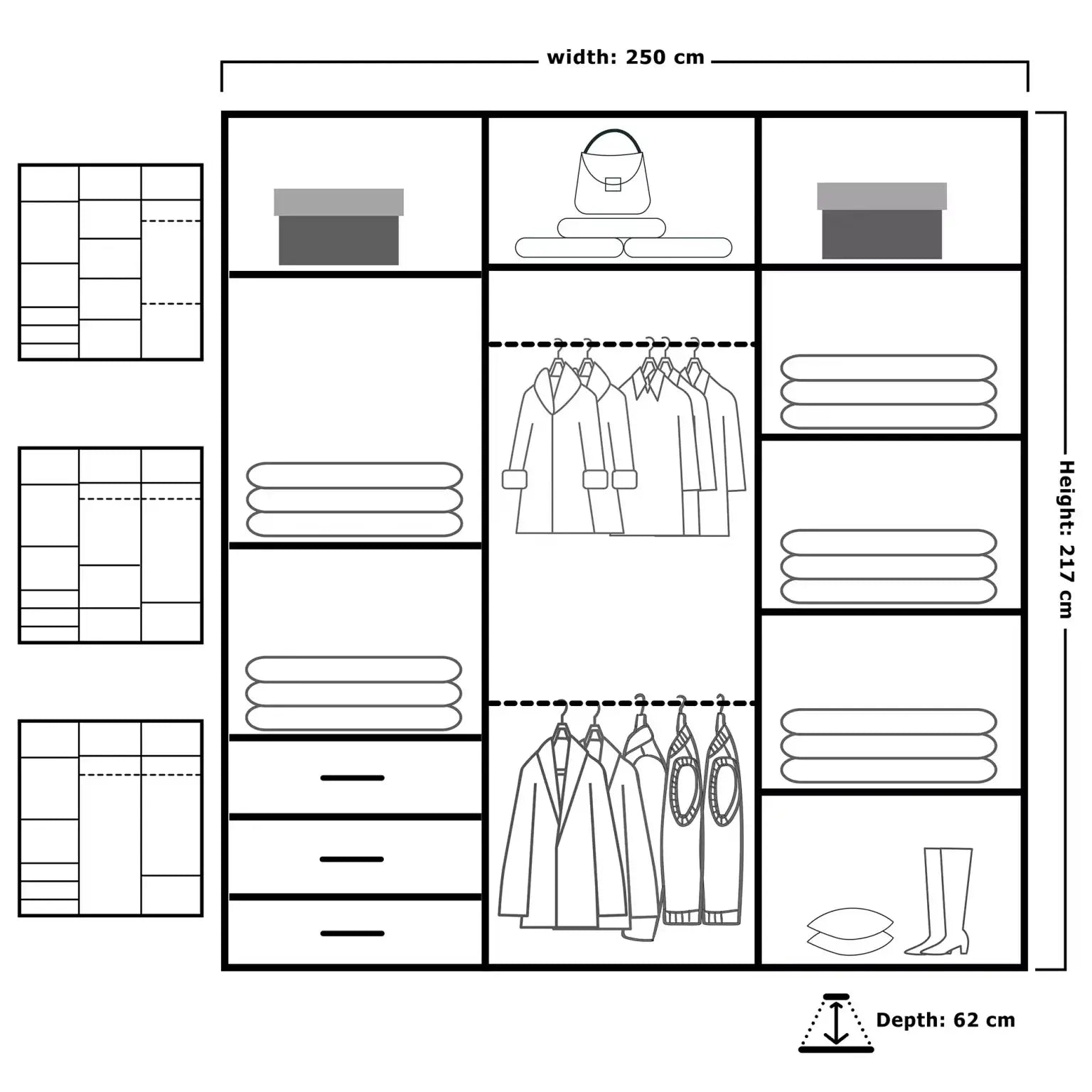 MILAN 250CM WARDROBE