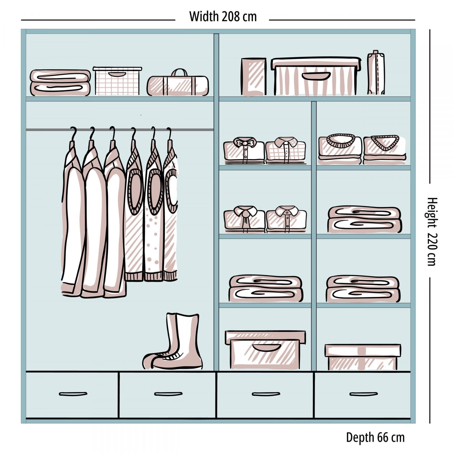 FLORENCE 208CM GLOSSY WARDROBE