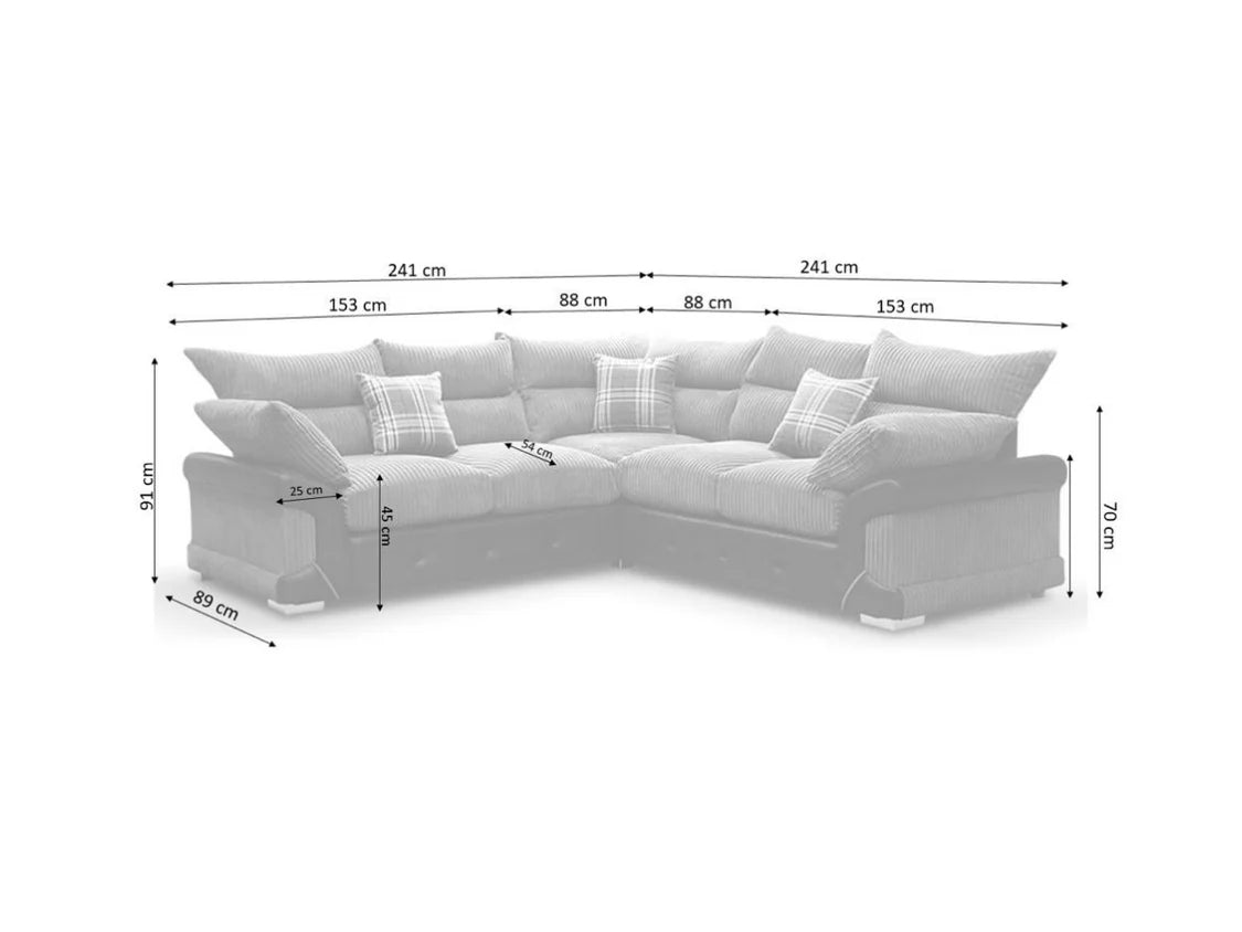 Logan Double Corner Sofa Full Back Grey-Black