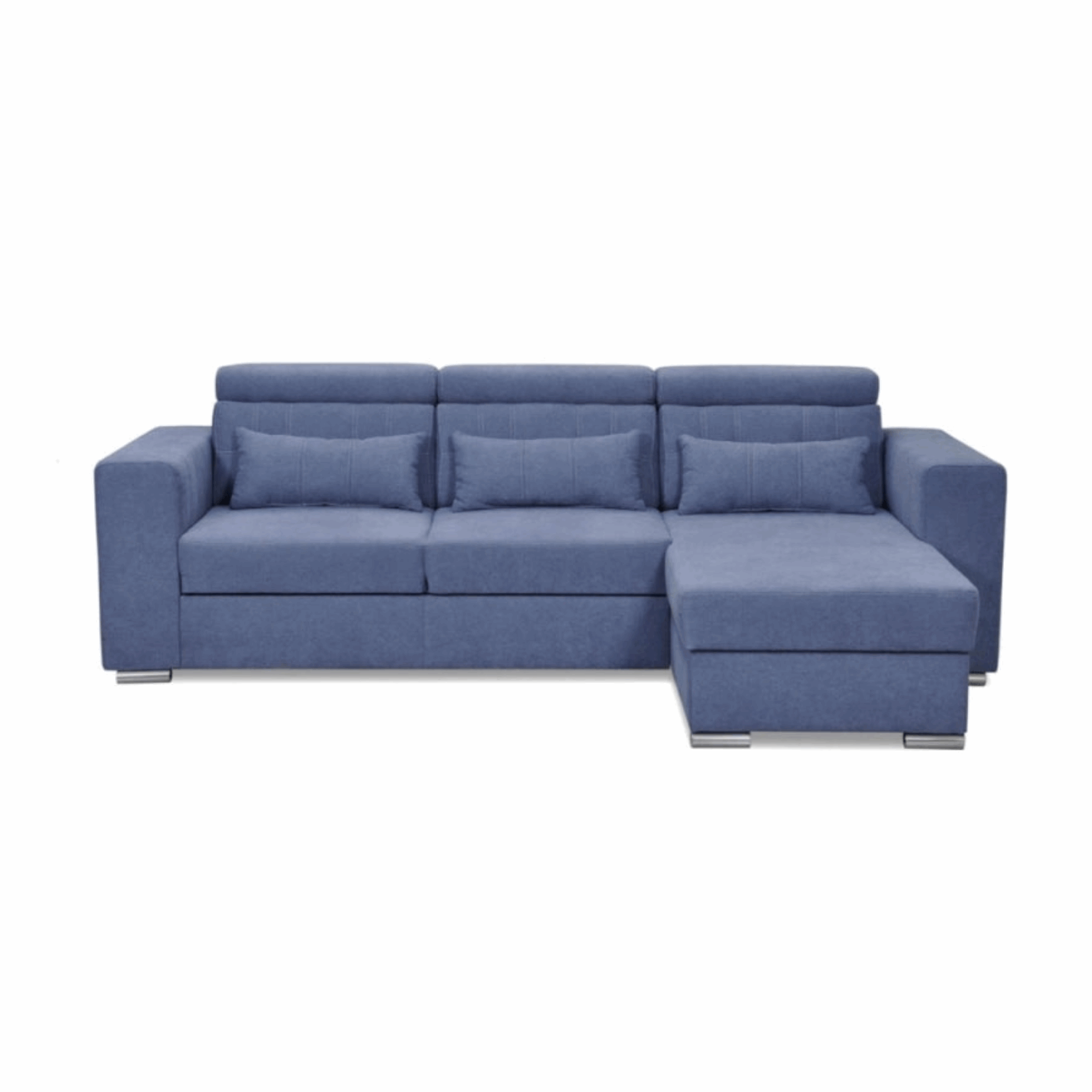 Luca Corner Sofa Bed with Storage in Grey & Blue - Modern Design, Adjustable Headrest, Universal