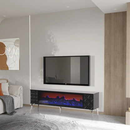 Madrid Electric Fireplace TV Stand (Black & Silver)