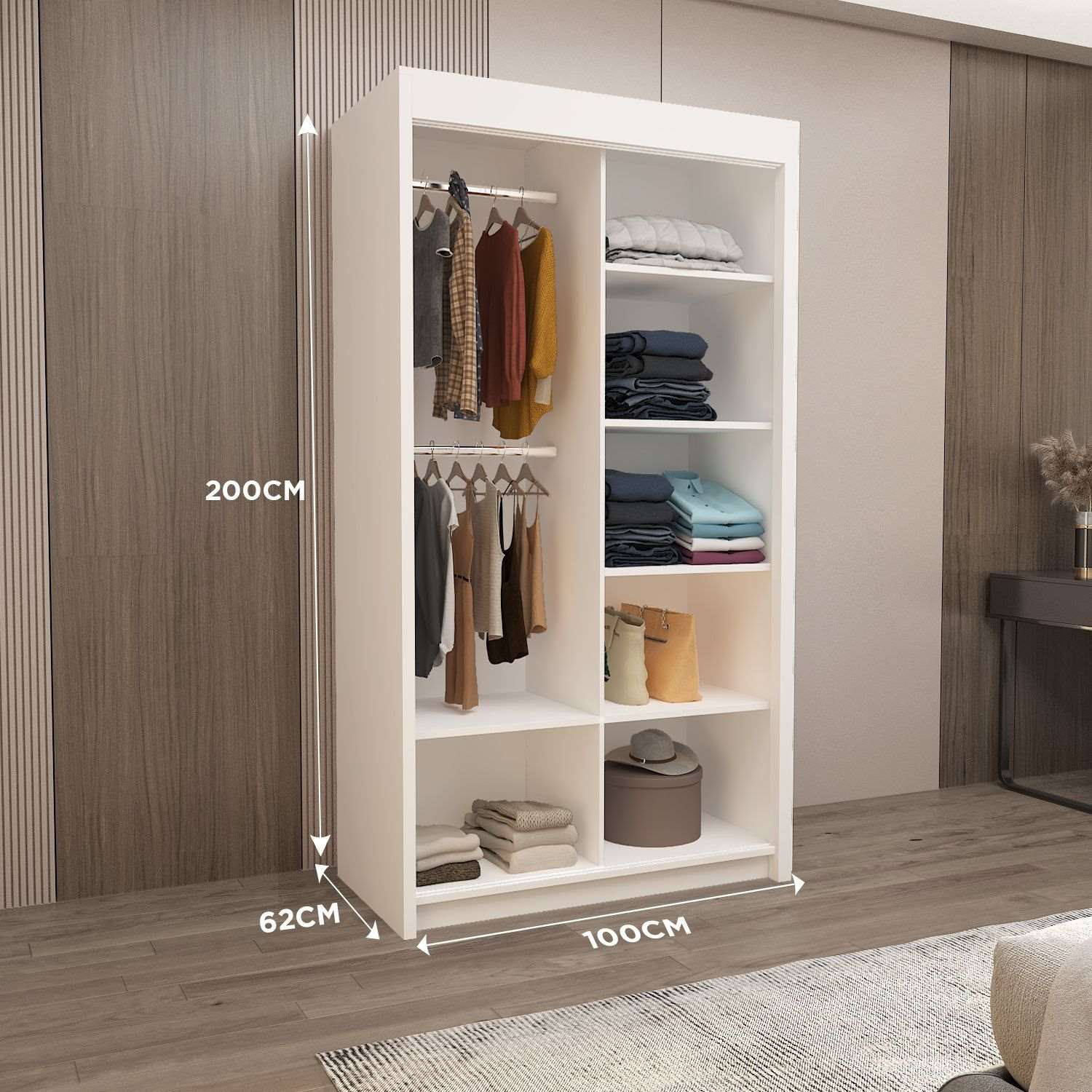 MILAN WARDROBE 100CM/120CM/150CM/180CM/203CM