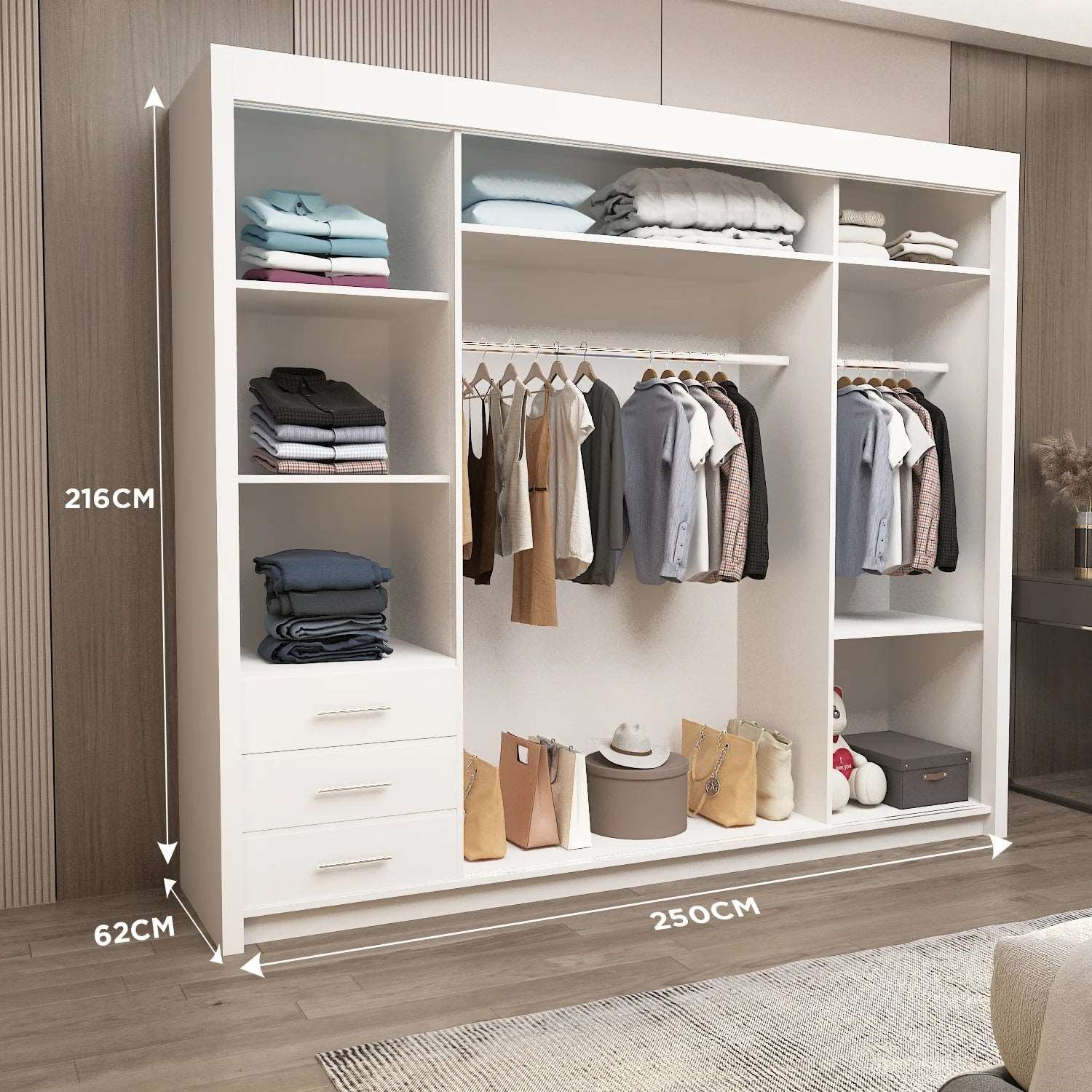 MILAN WARDROBE 100CM/120CM/150CM/180CM/203CM