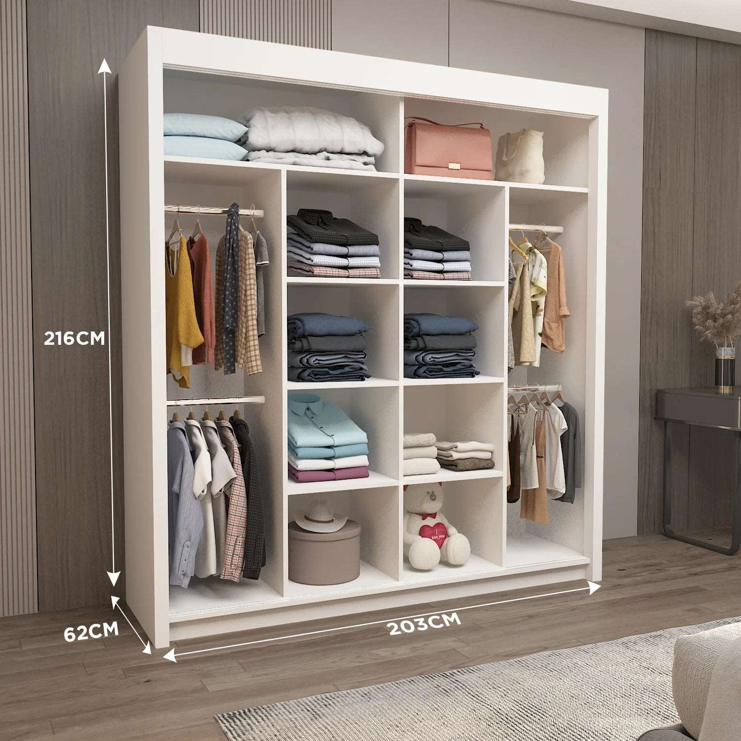 MILAN WARDROBE 100CM/120CM/150CM/180CM/203CM