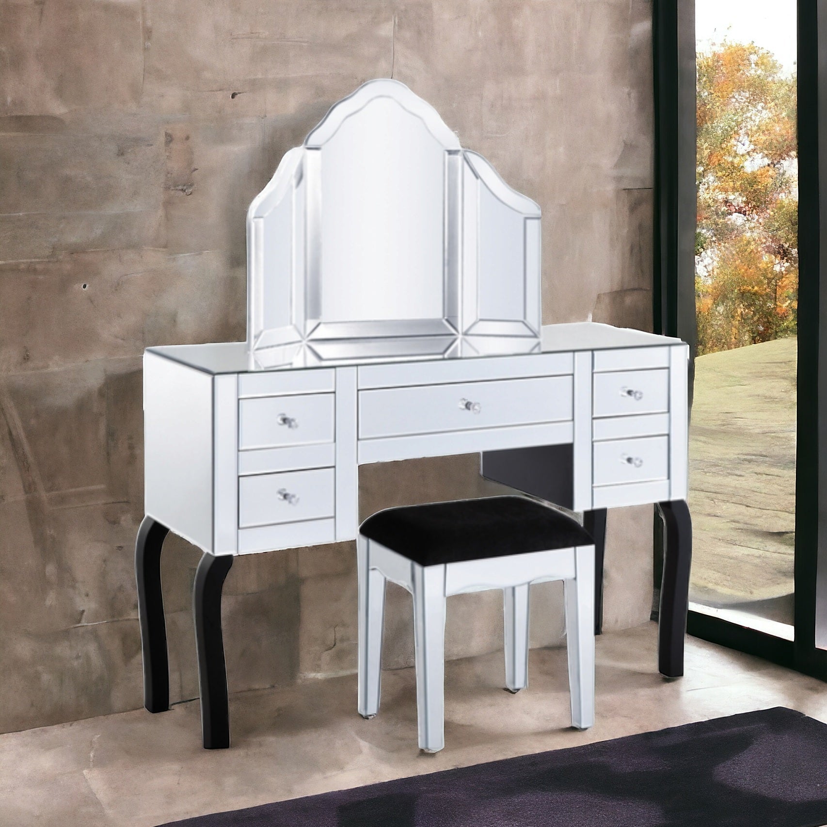Mirror Dresser Set Inlcuding Mirror Table + Stool