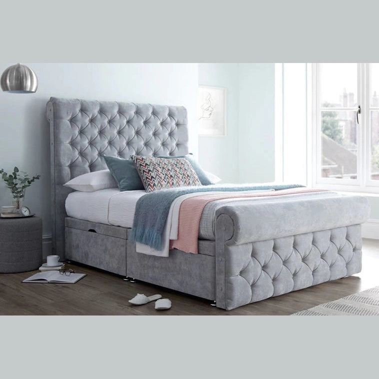 SLEIGH BED, SINGLE/DOUBLE/KING/SUPERKING