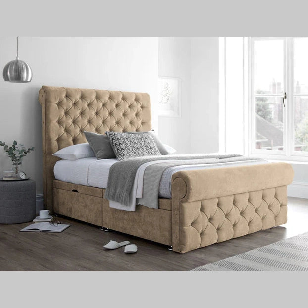 SLEIGH BED, SINGLE/DOUBLE/KING/SUPERKING