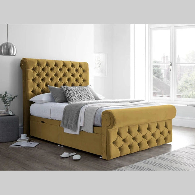 SLEIGH BED, SINGLE/DOUBLE/KING/SUPERKING