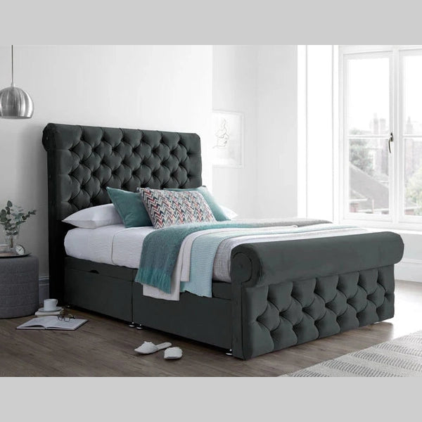 SLEIGH BED, SINGLE/DOUBLE/KING/SUPERKING