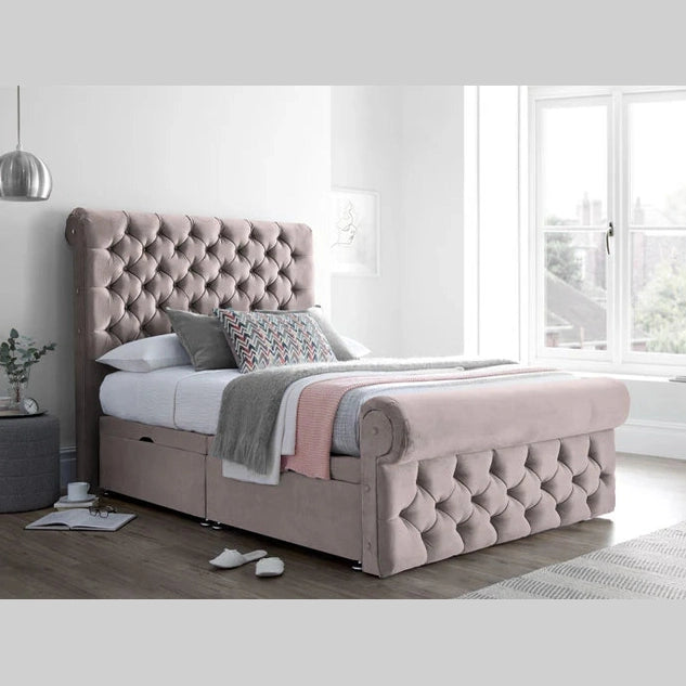 SLEIGH BED, SINGLE/DOUBLE/KING/SUPERKING