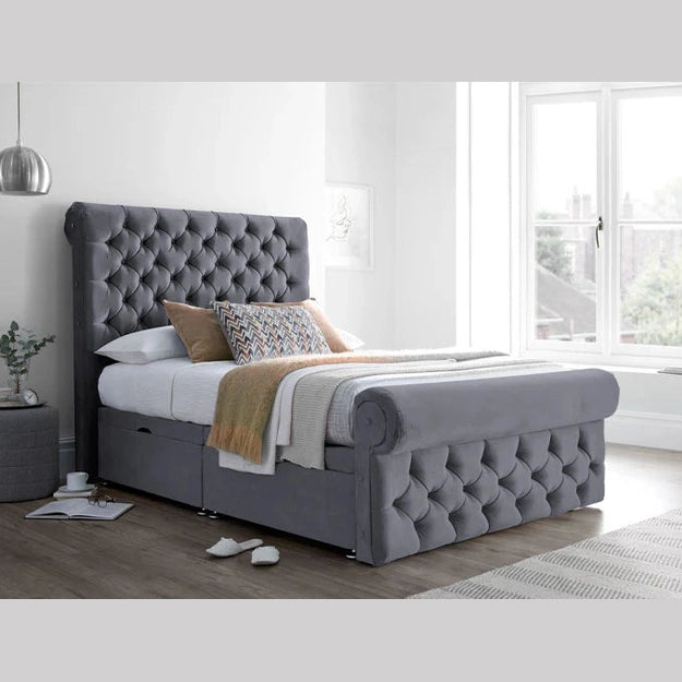 SLEIGH BED, SINGLE/DOUBLE/KING/SUPERKING