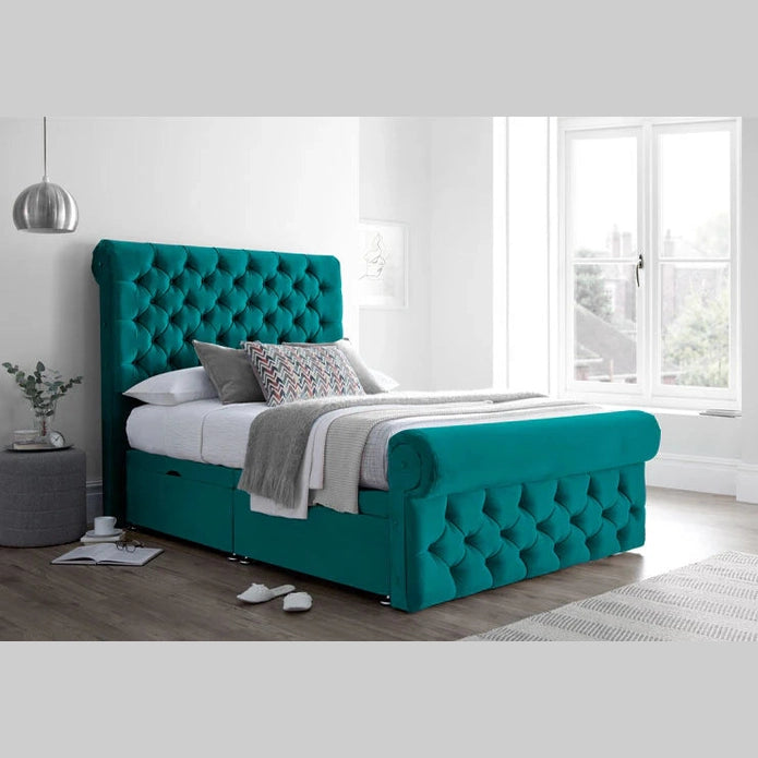 SLEIGH BED, SINGLE/DOUBLE/KING/SUPERKING