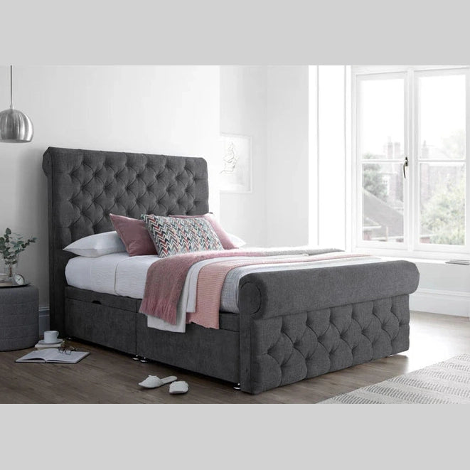 SLEIGH BED, SINGLE/DOUBLE/KING/SUPERKING