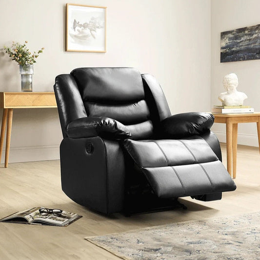 Parker Black Leather Recliner Sofa