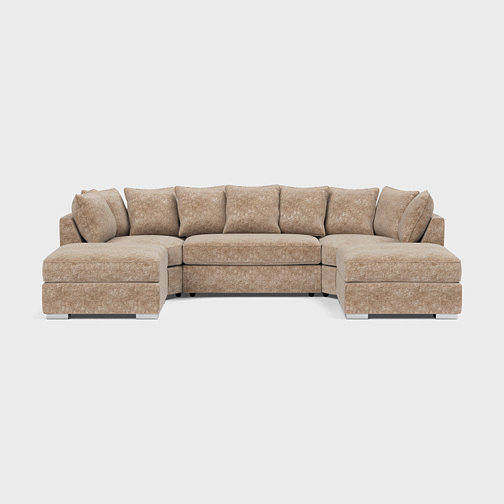 Bishop Silver High Back Fabric U Shape Corner Sofa