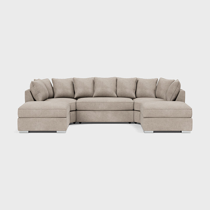 Bishop Silver High Back Fabric U Shape Corner Sofa