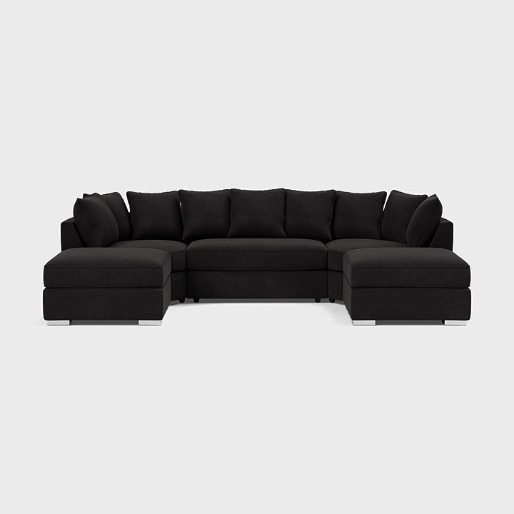 Bishop Silver High Back Fabric U Shape Corner Sofa